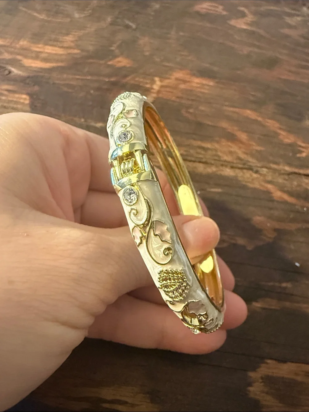 Gold Plated Crown Motif Bangle Bracelet - Women Jewelry